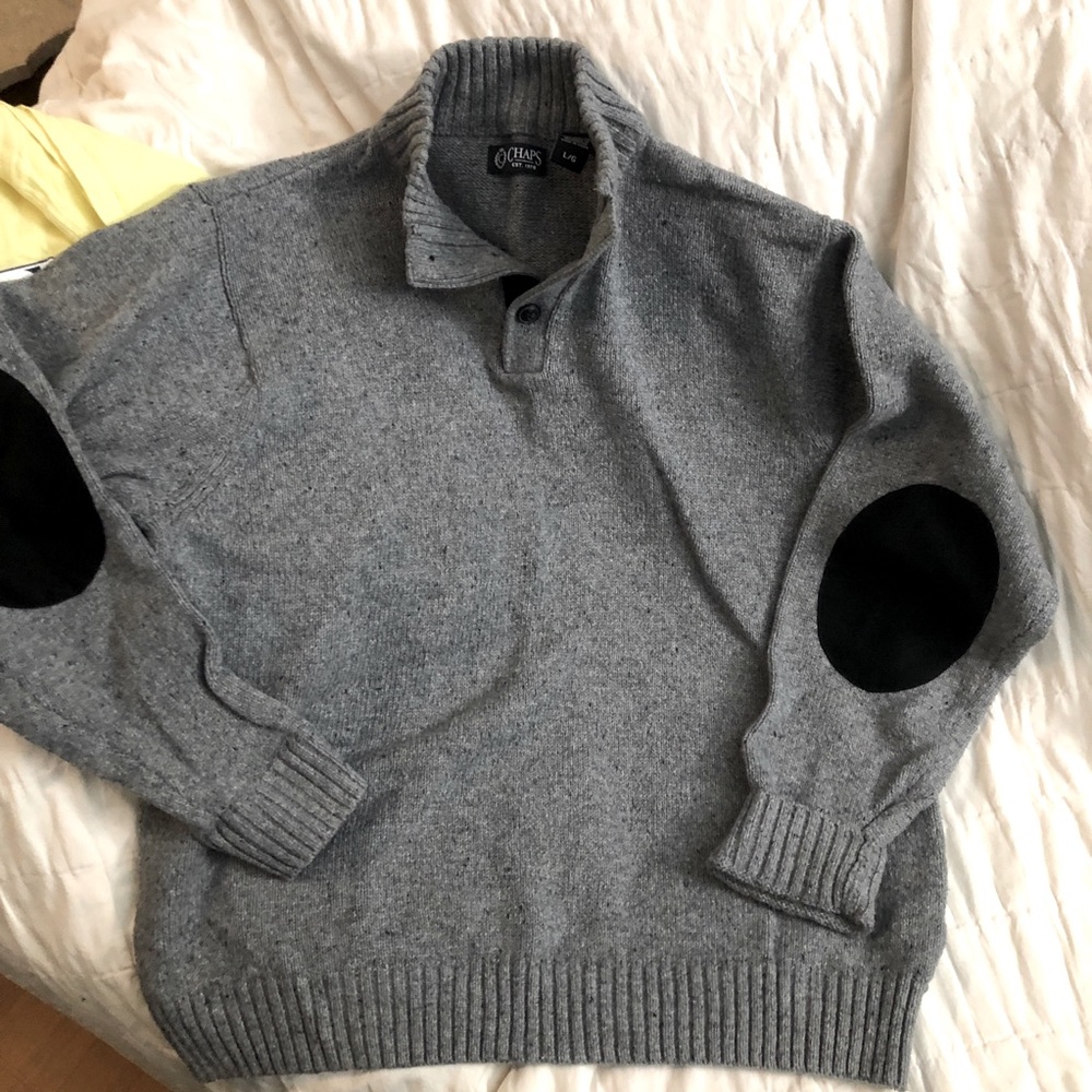 Polo cowl button neck sweater
